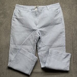 Talbots Women's  Seersucker Pants Size 10 Blue Striped Cropped‎ Coastal Preppy